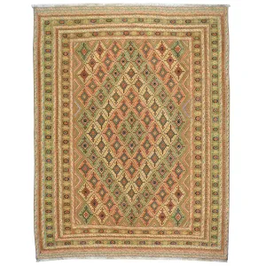 Mashwani Handmade Geometric Design Wool Rug (Size 5.4 X 6.9) Cwral-7029
