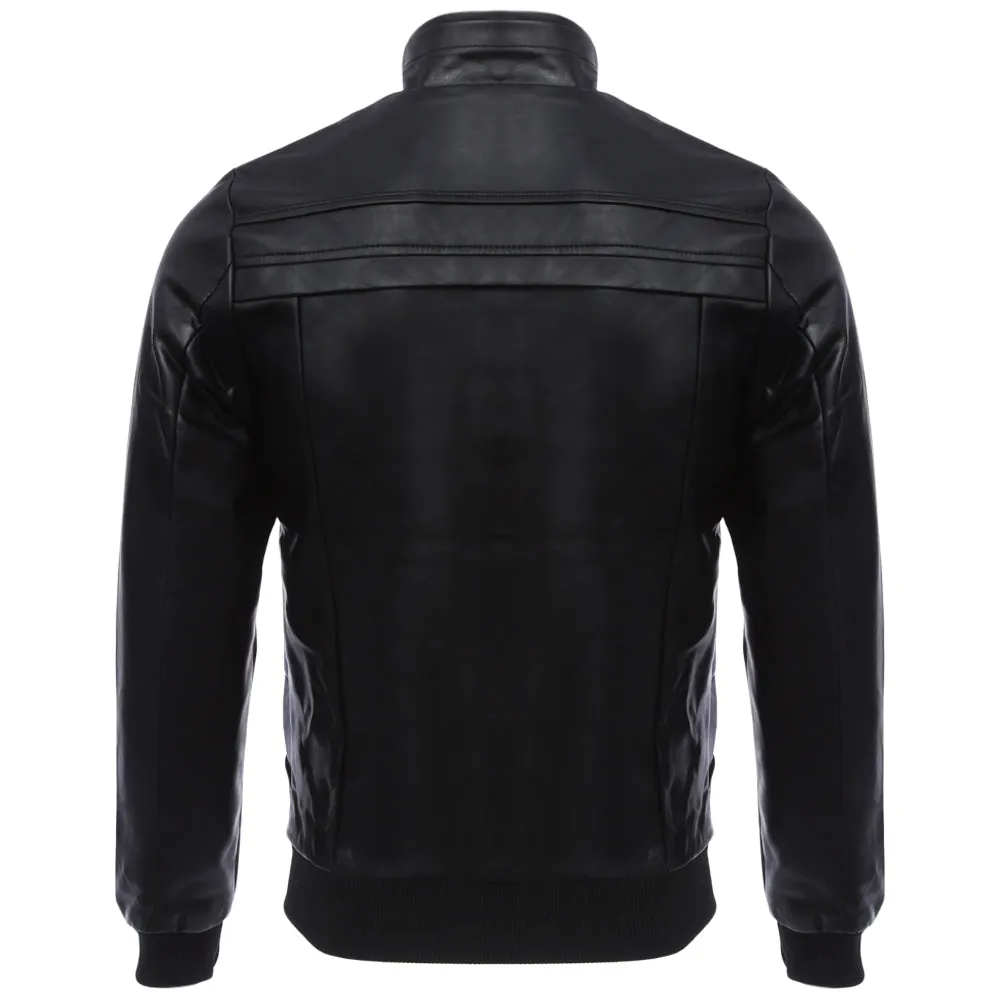 Men's Stylish Zipper Design Stand Collar Warm Slim Fit Leather Coat