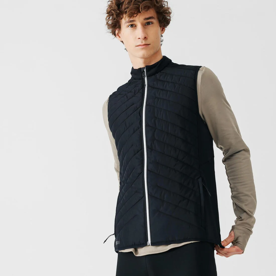 Men's warm sleeveless running jacket - KIPRUN RUN 500 Warm - Black