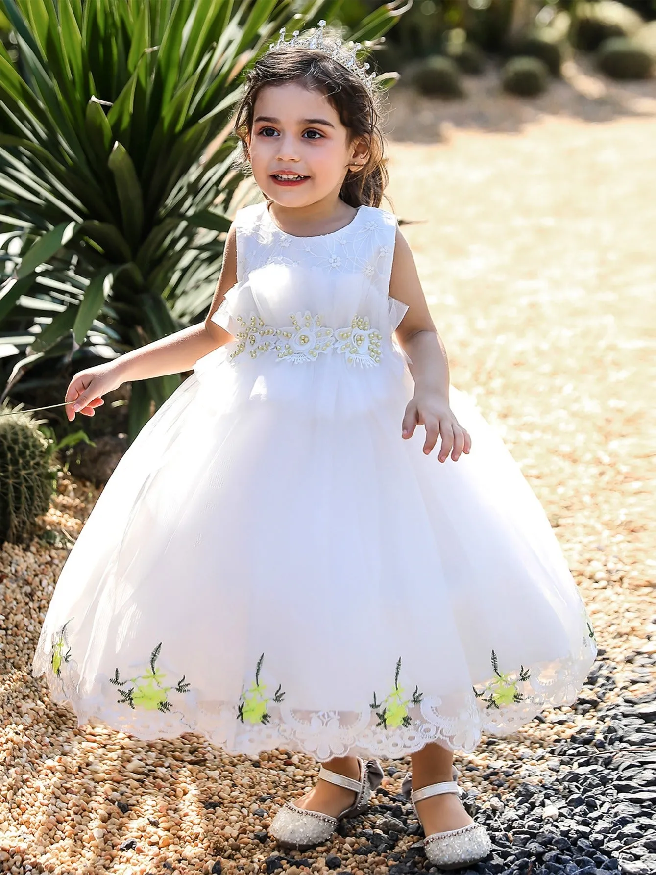 Mesh Embroidered Princess Dress for Baby Girls