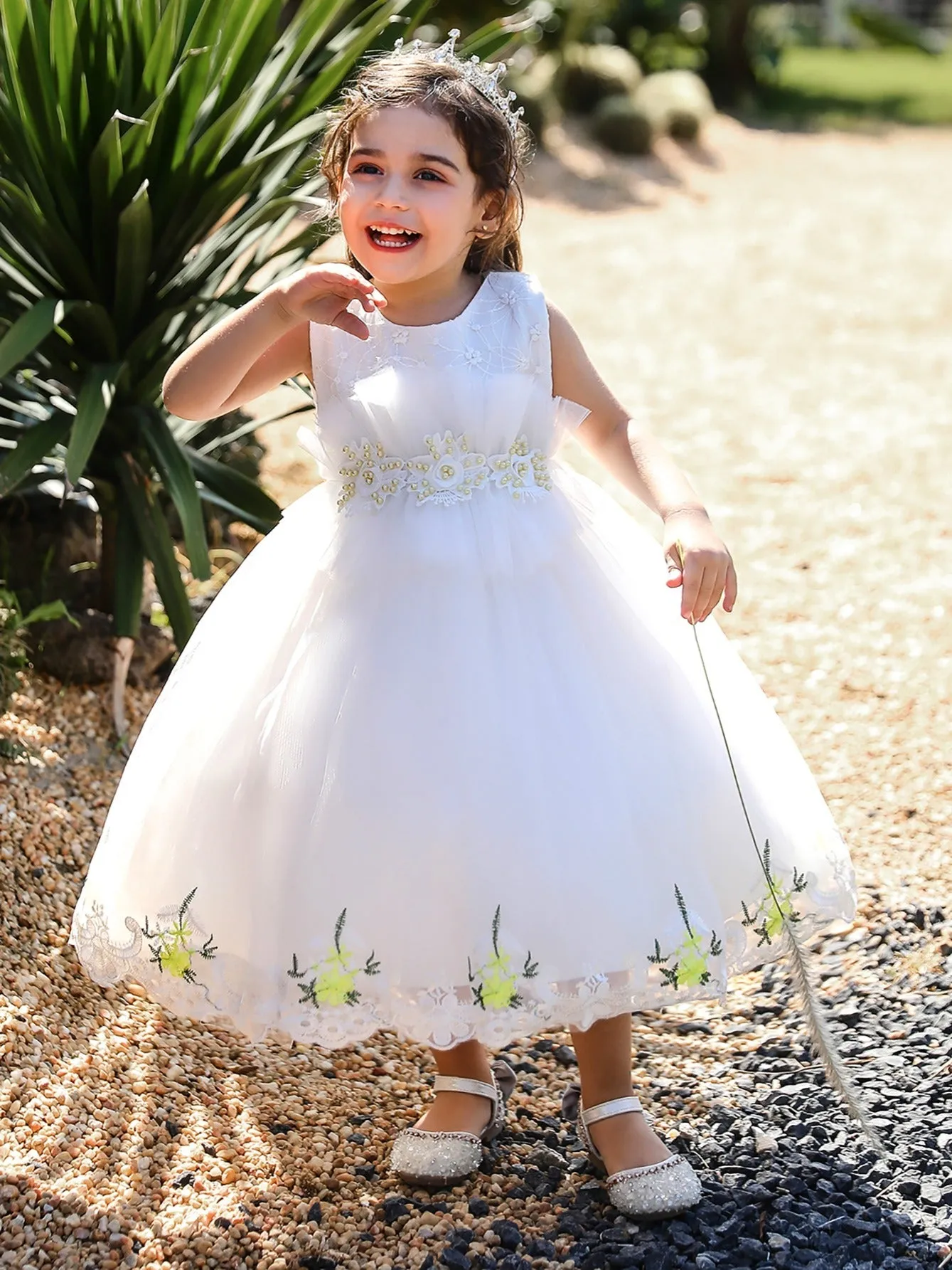 Mesh Embroidered Princess Dress for Baby Girls