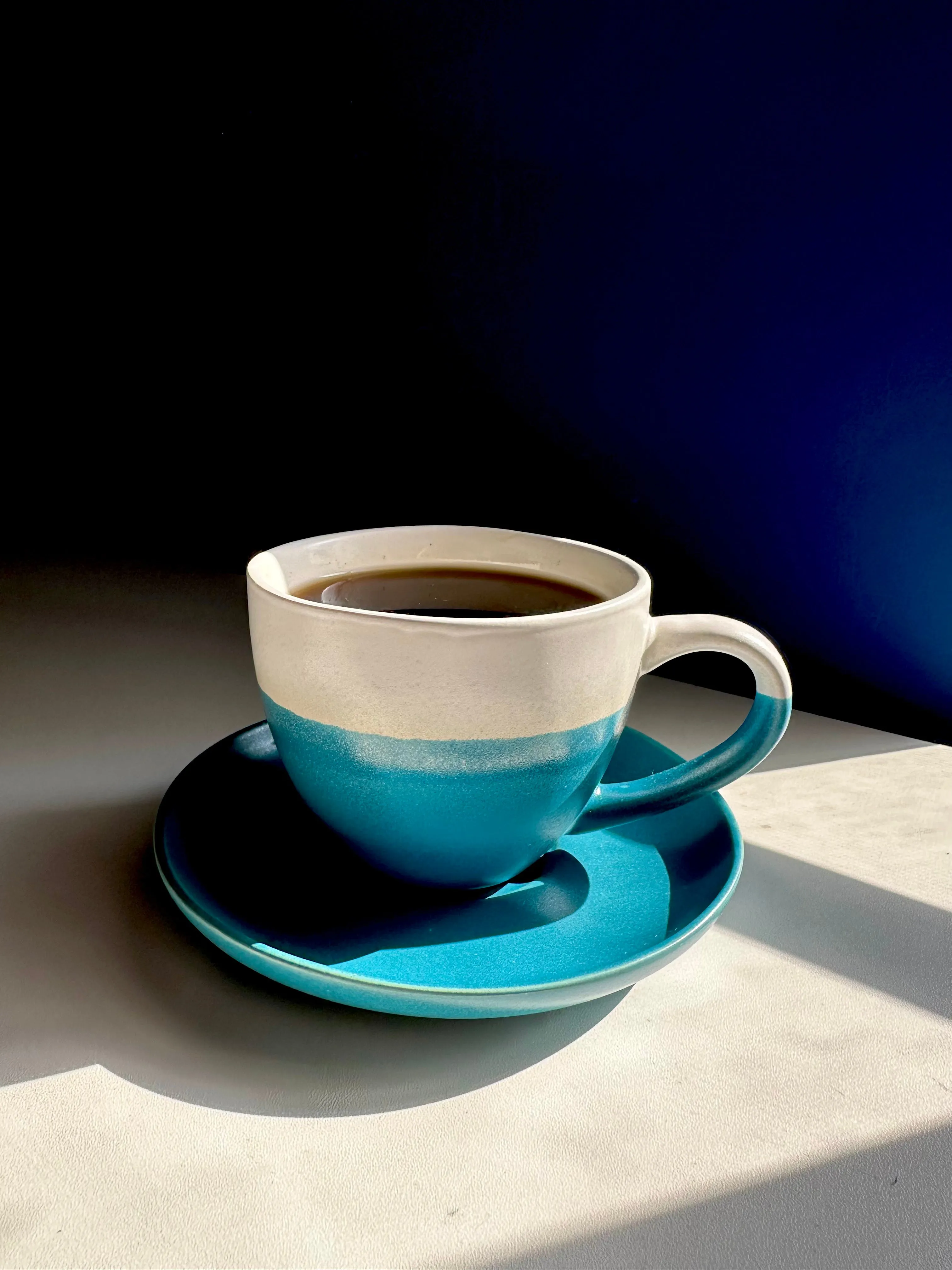 Minimalist Ceramic Coffee Cup with Saucer
