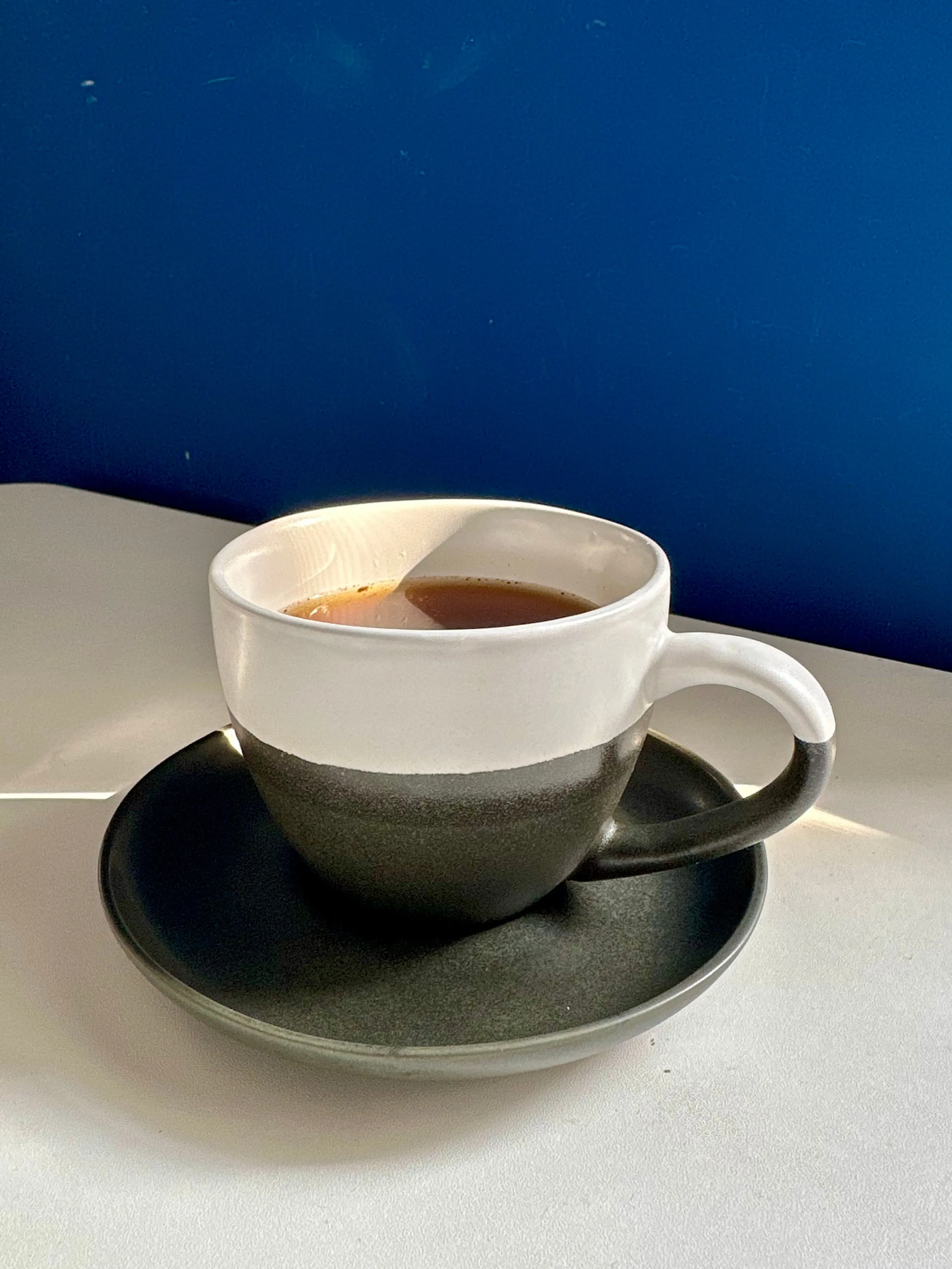 Minimalist Ceramic Coffee Cup with Saucer