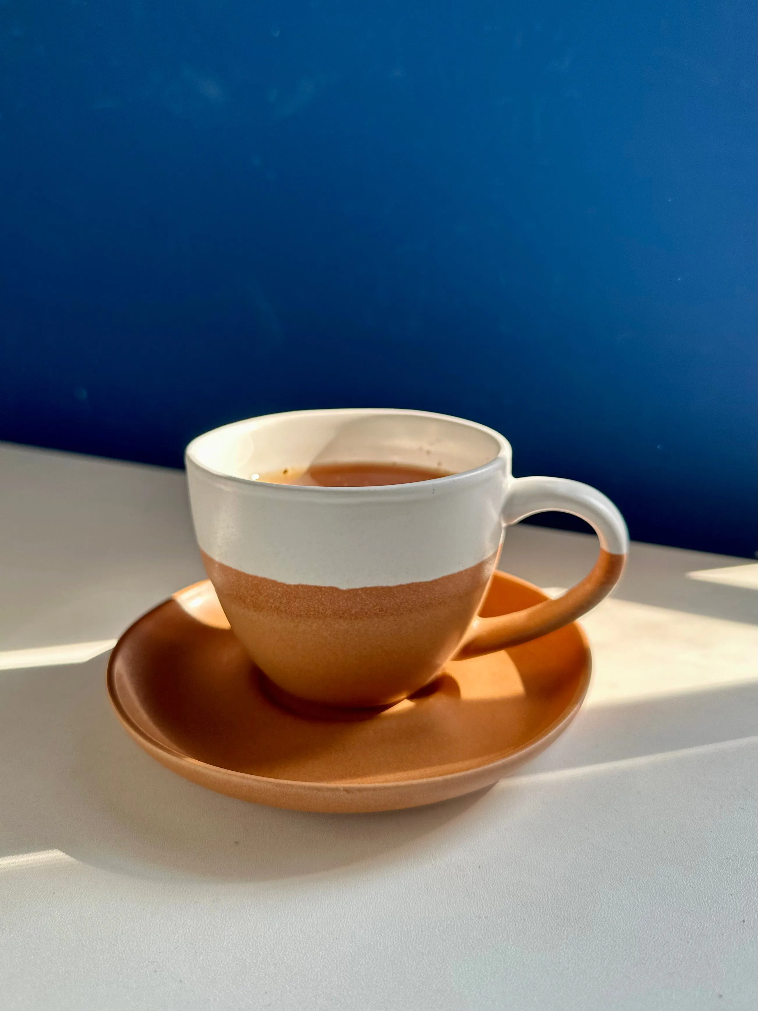 Minimalist Ceramic Coffee Cup with Saucer