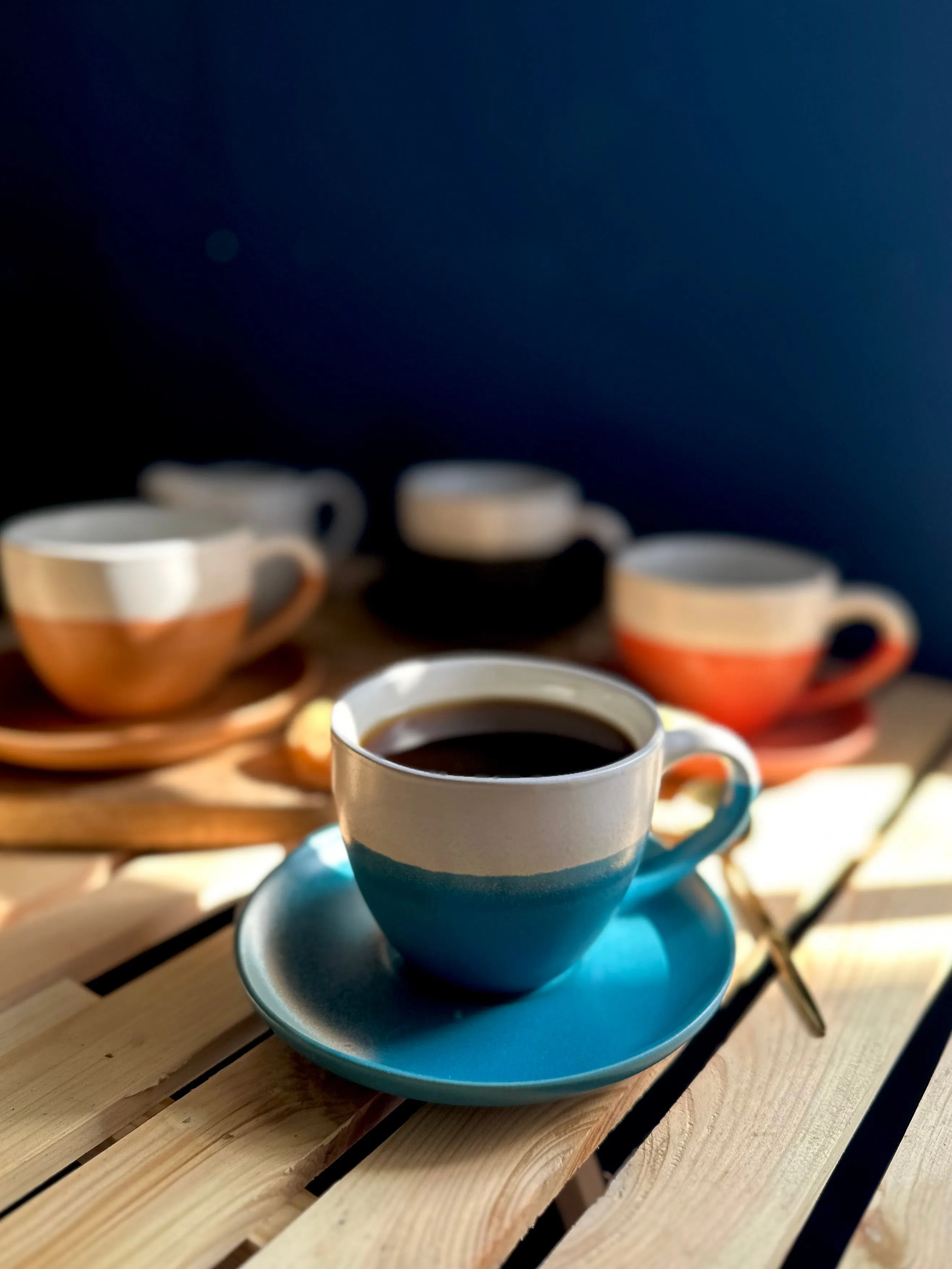 Minimalist Ceramic Coffee Cup with Saucer