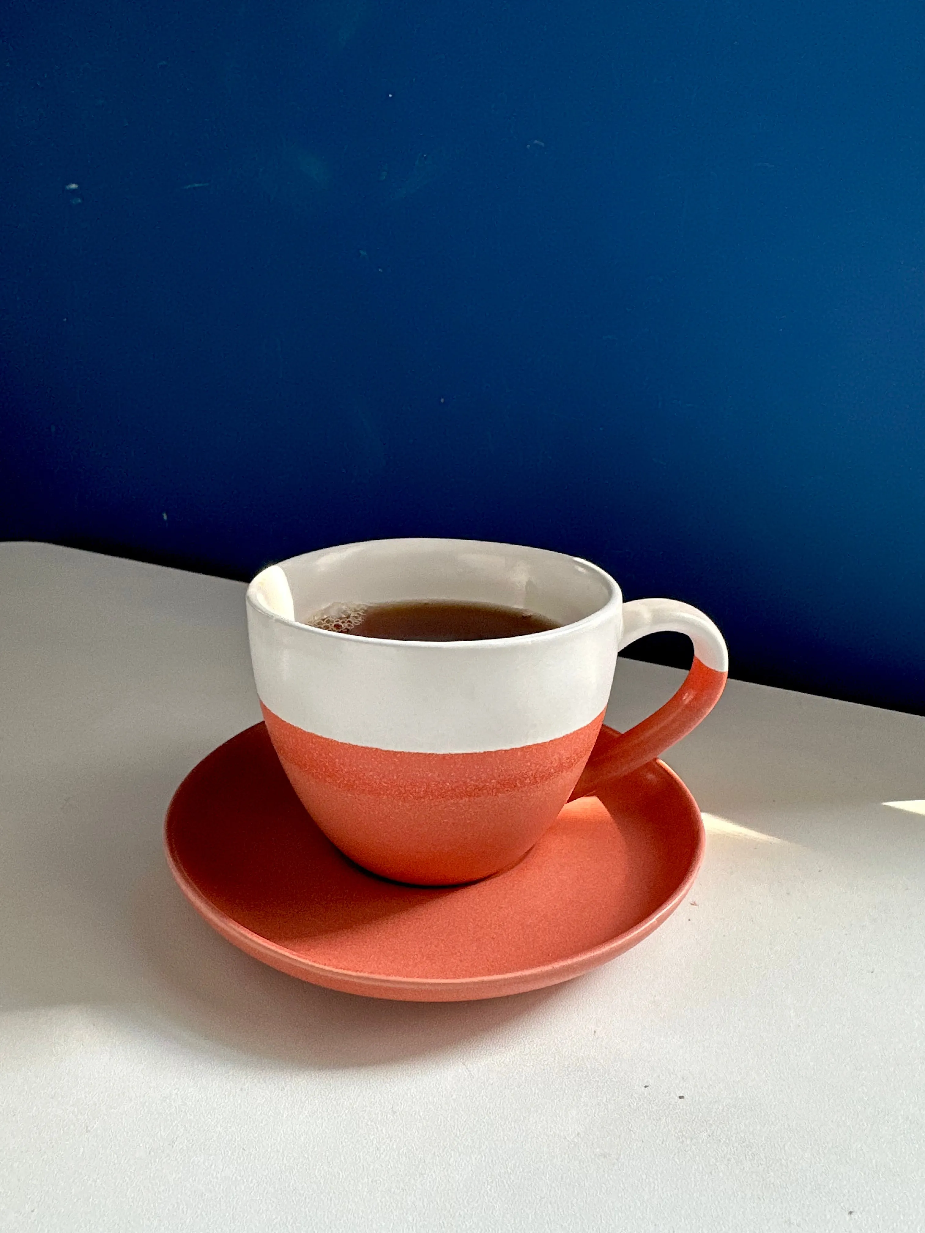 Minimalist Ceramic Coffee Cup with Saucer