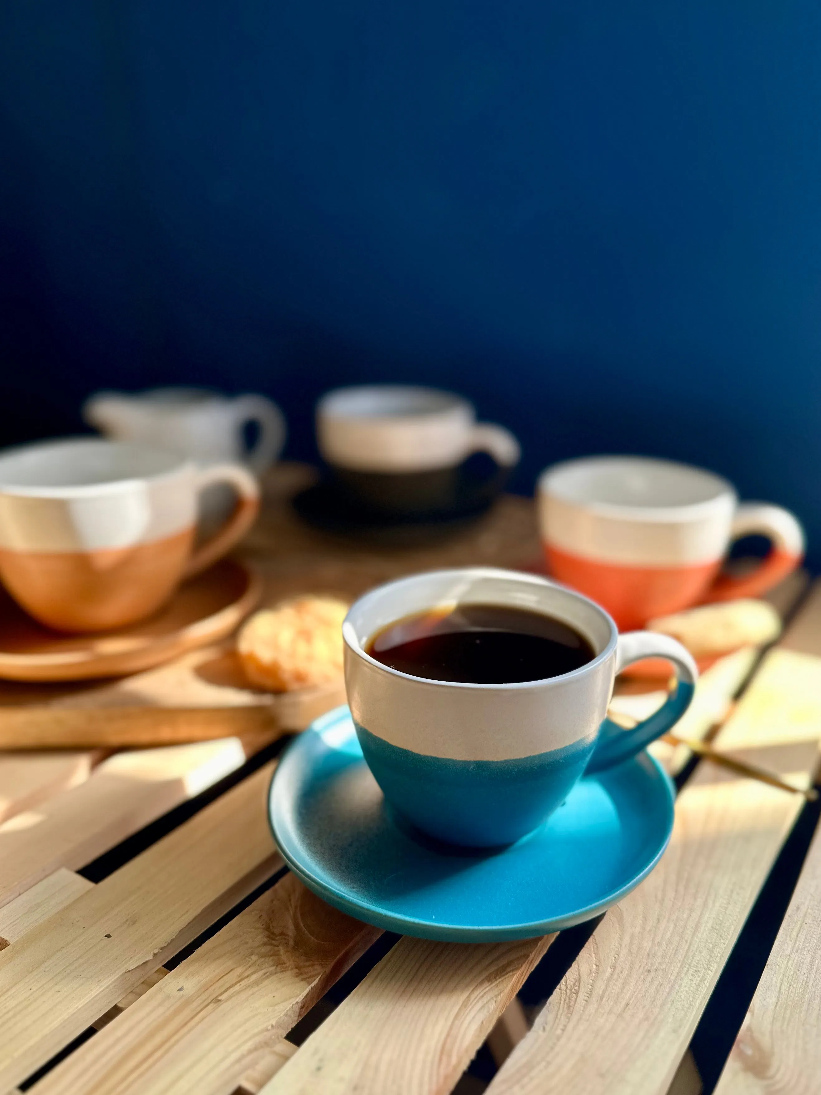 Minimalist Ceramic Coffee Cup with Saucer
