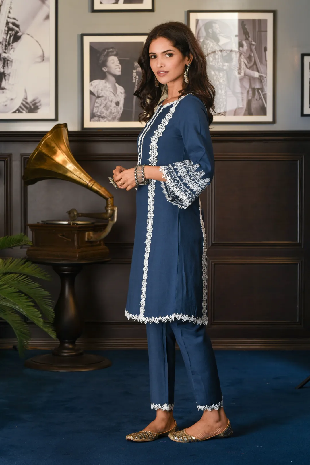 Mulmul Wool Blend Nieva Kurta With Nieva pyajama