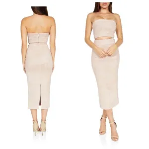 NEW B X Runway Rhythm suede skirt dusty pink L
