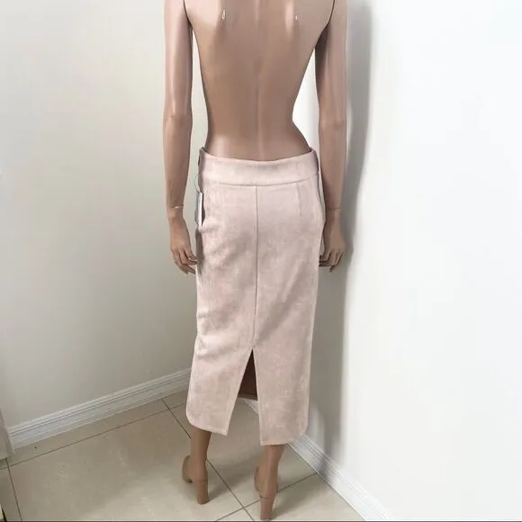 NEW B X Runway Rhythm suede skirt dusty pink L