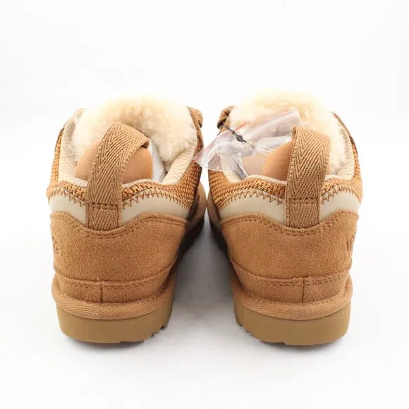NIB UGG Kids' Lowmel Suede &amp; Textile Sneakers in Chestnut US Size 3K