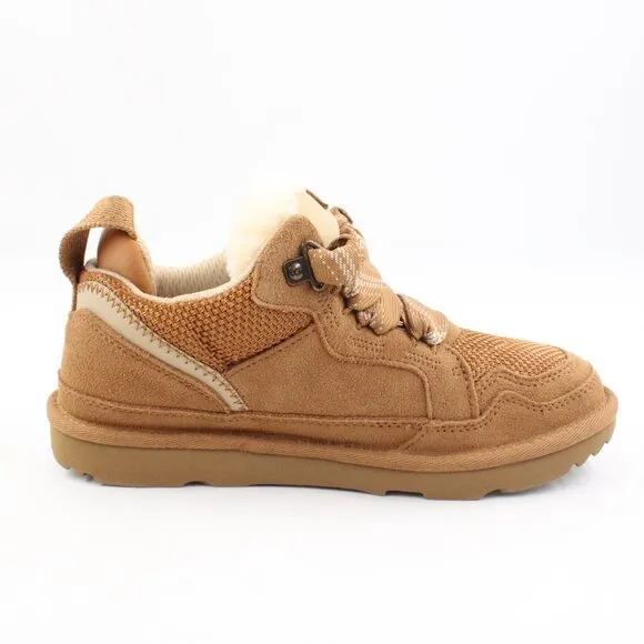 NIB UGG Kids' Lowmel Suede &amp; Textile Sneakers in Chestnut US Size 3K