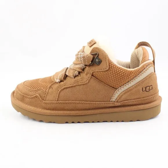 NIB UGG Kids' Lowmel Suede &amp; Textile Sneakers in Chestnut US Size 3K