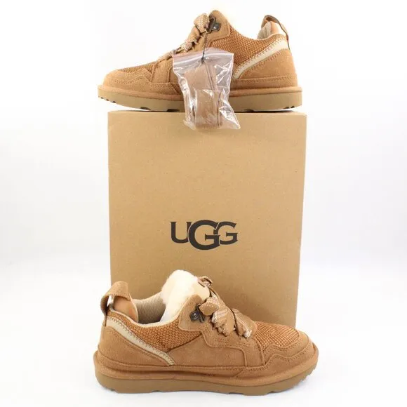 NIB UGG Kids' Lowmel Suede &amp; Textile Sneakers in Chestnut US Size 3K