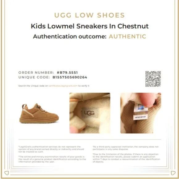 NIB UGG Kids' Lowmel Suede &amp; Textile Sneakers in Chestnut US Size 3K