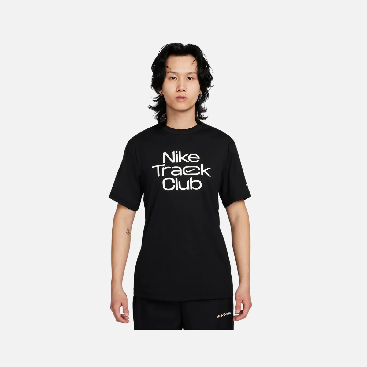 Nike Track Club Dri-FIT Men's Short-Sleeve Running Top -Black/Summit White