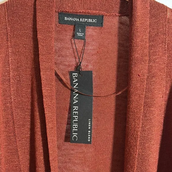 NWT Banana Republic Long Rust Linen Blend Cardigan size L