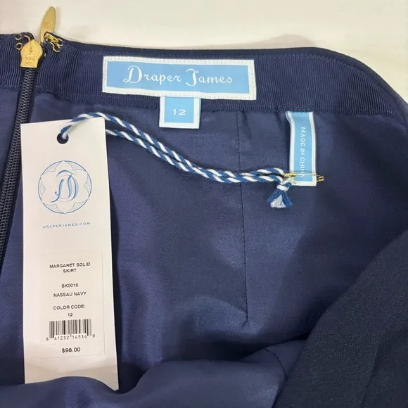 NWT Draper James Navy Margaret Knee-Length Skirt Size 12