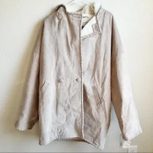NWT Vintage Bad Lands Outerwear Leather Trench Boutique Heavy Jacket Coat Large