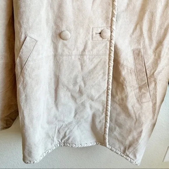 NWT Vintage Bad Lands Outerwear Leather Trench Boutique Heavy Jacket Coat Large