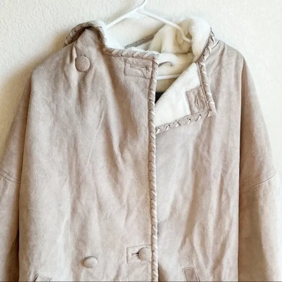 NWT Vintage Bad Lands Outerwear Leather Trench Boutique Heavy Jacket Coat Large