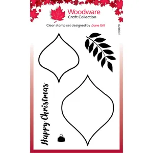 Paintable Baubles Peardrops 4x6” Clear Stamp Woodware JGS870