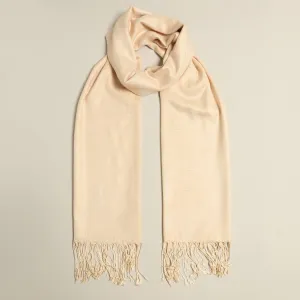 Pashmina Shawl Scarf Wrap with Fringes, Beige