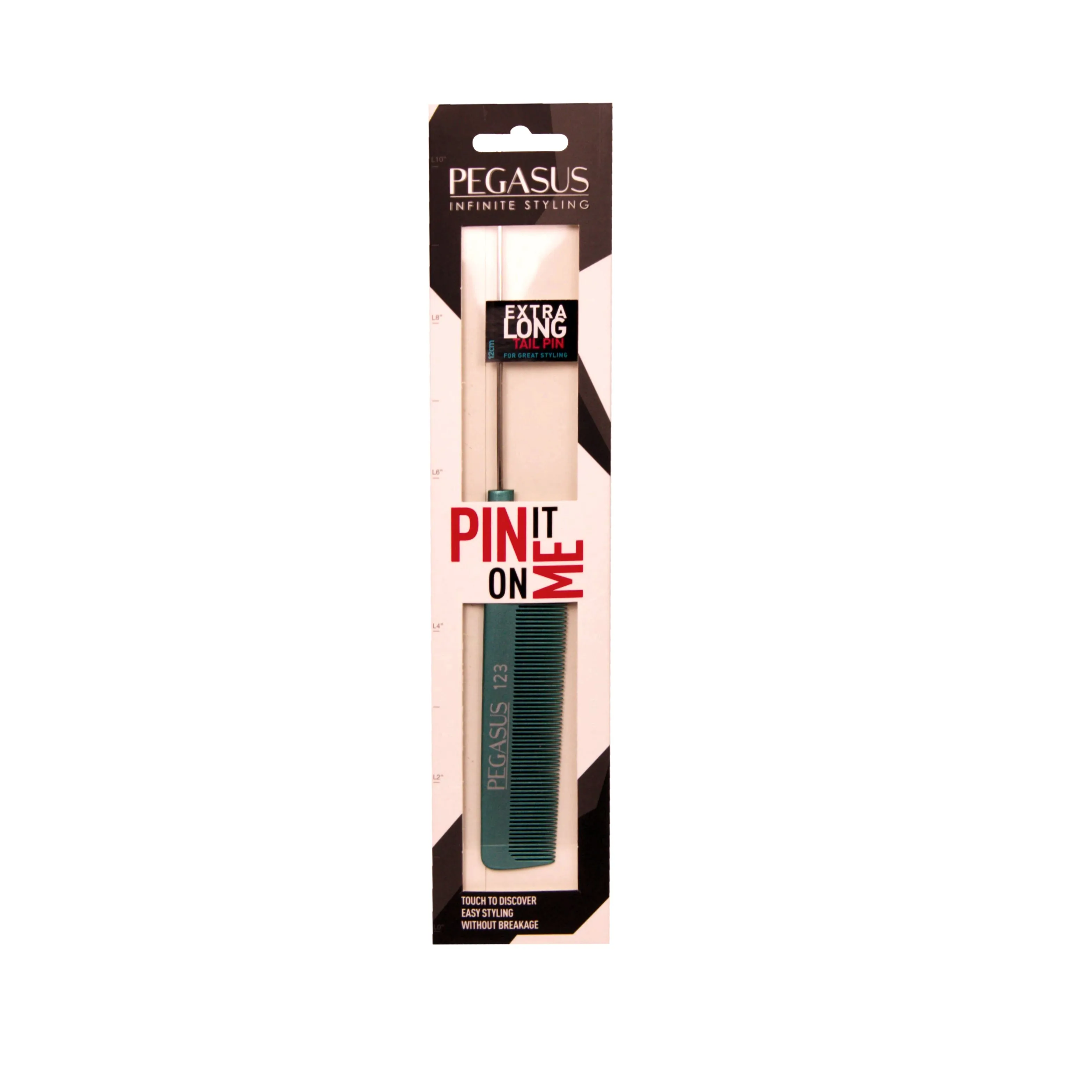 Pegasus MICOLOR 123, 9.75in Hard Rubber Fine Tooth Pintail Comb, Seamless, Anti Static, Heat and Chemically Resistant, Stainless Steel Pin, Great for Parting, Coloring Hair | Peines de goma dura - Blue