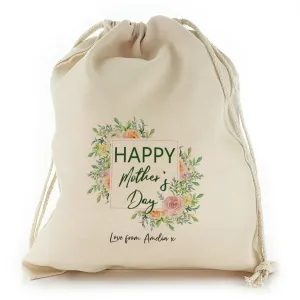 Personalised Canvas Sack with Stylish Text and Floral Mother’s Day Message