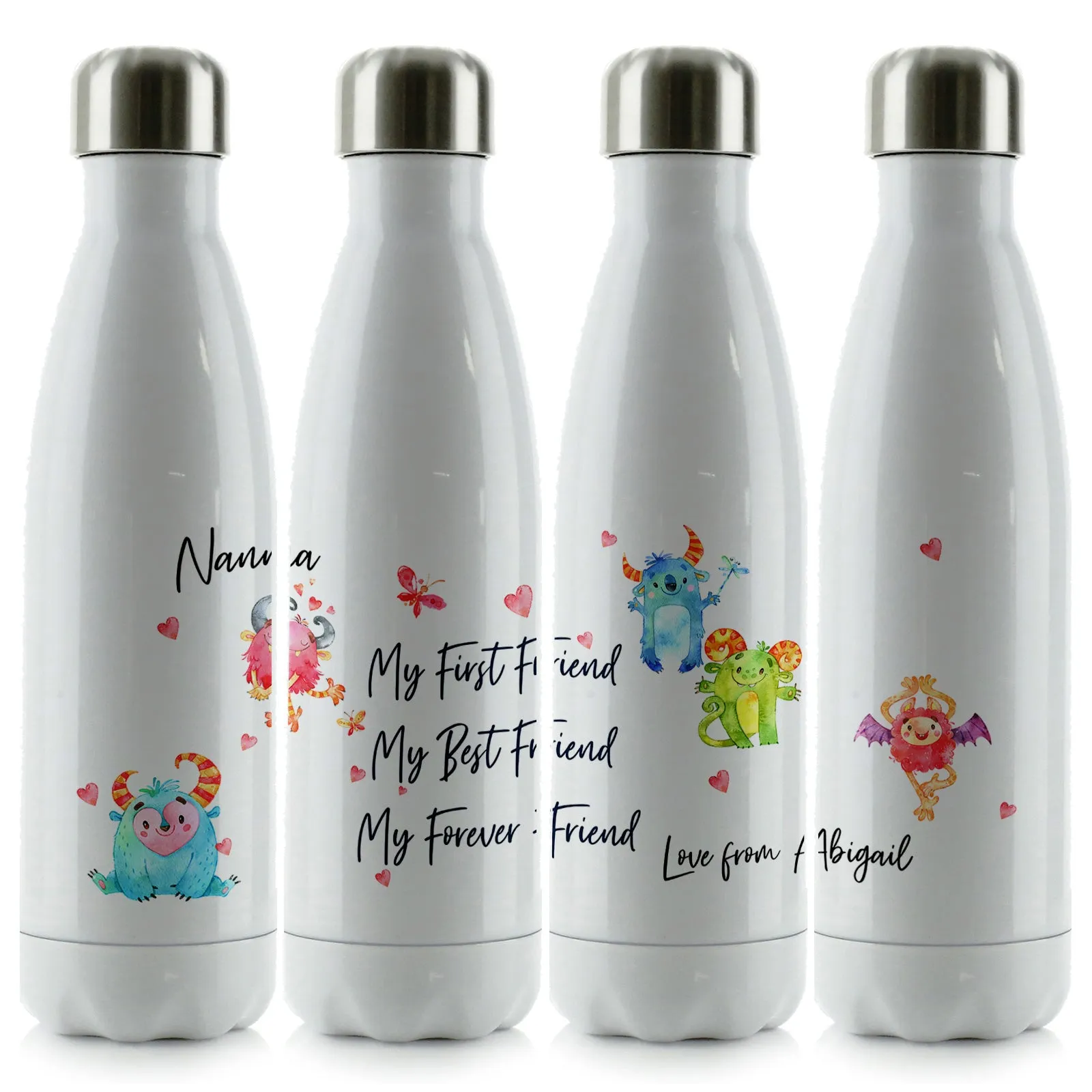 Personalised Cola Bottle with Stylish Text and Forever Friend Monster Message