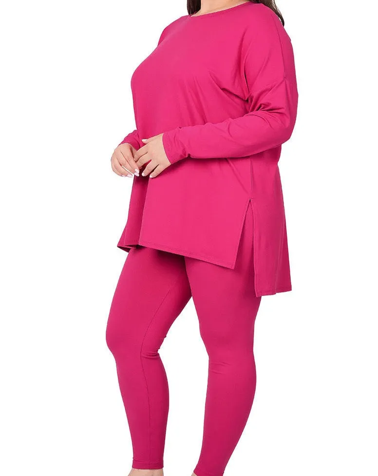 Plus Buttery Soft 2 Piece Long Sleeve Lounge Wear Set