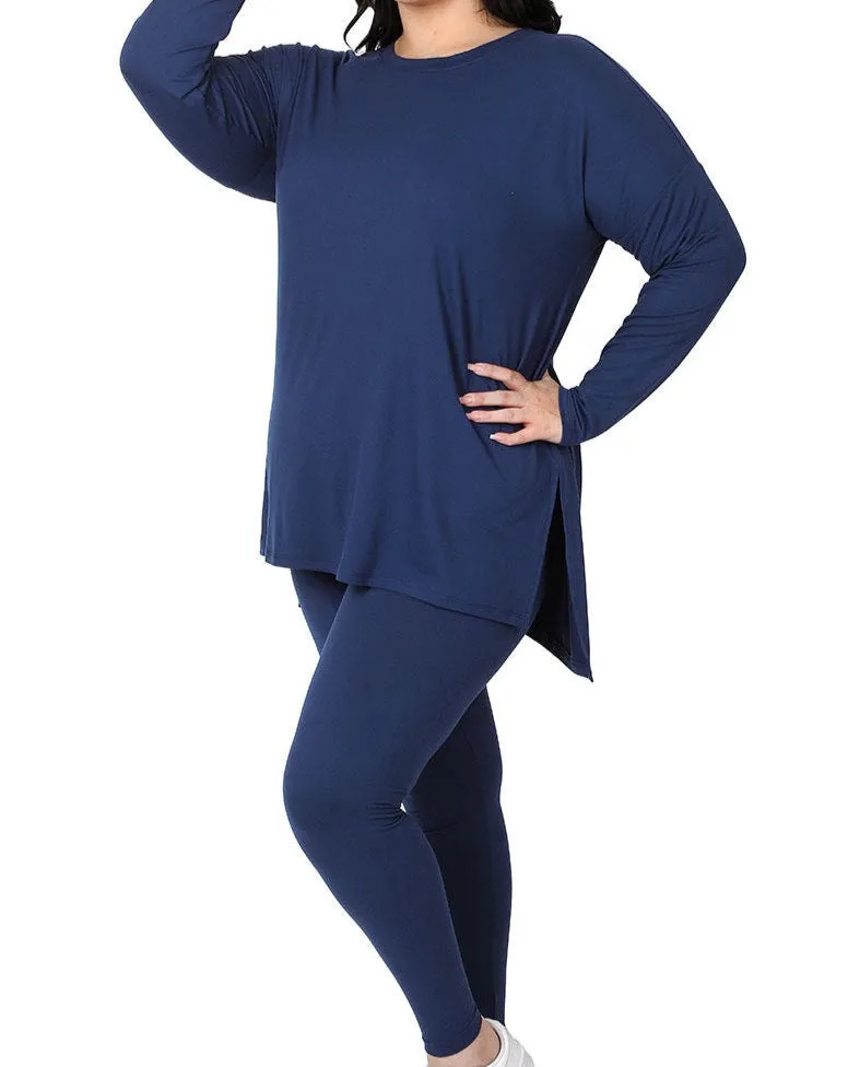 Plus Buttery Soft 2 Piece Long Sleeve Lounge Wear Set