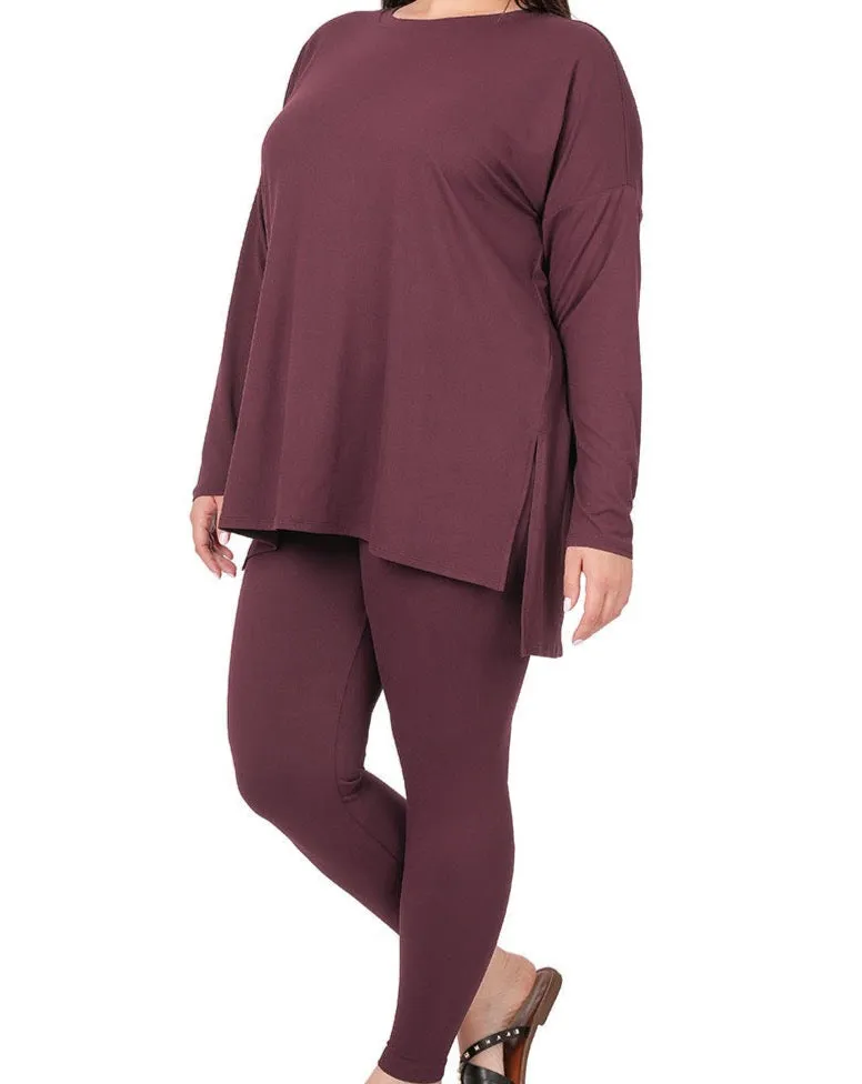 Plus Buttery Soft 2 Piece Long Sleeve Lounge Wear Set
