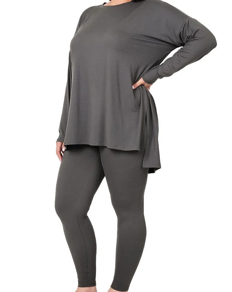 Plus Buttery Soft 2 Piece Long Sleeve Lounge Wear Set
