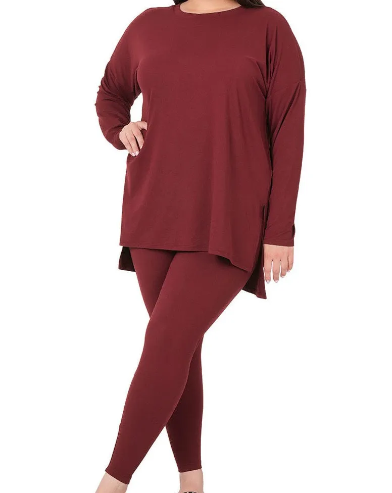 Plus Buttery Soft 2 Piece Long Sleeve Lounge Wear Set