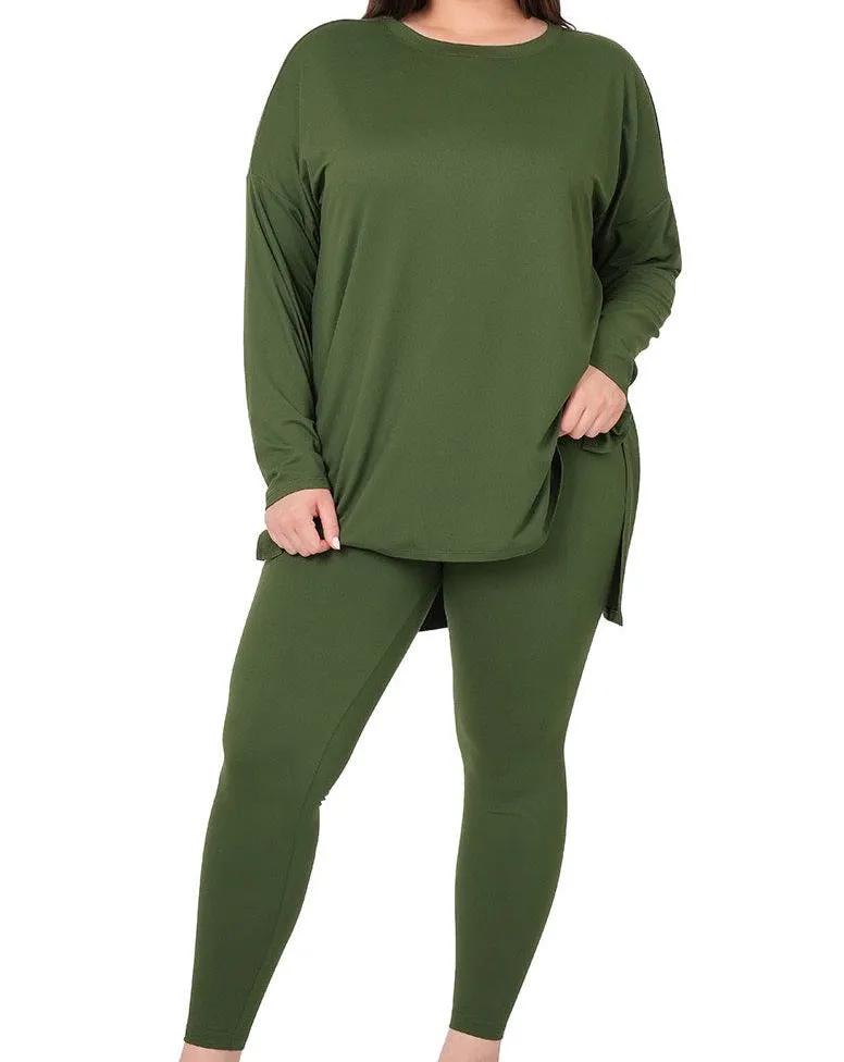 Plus Buttery Soft 2 Piece Long Sleeve Lounge Wear Set