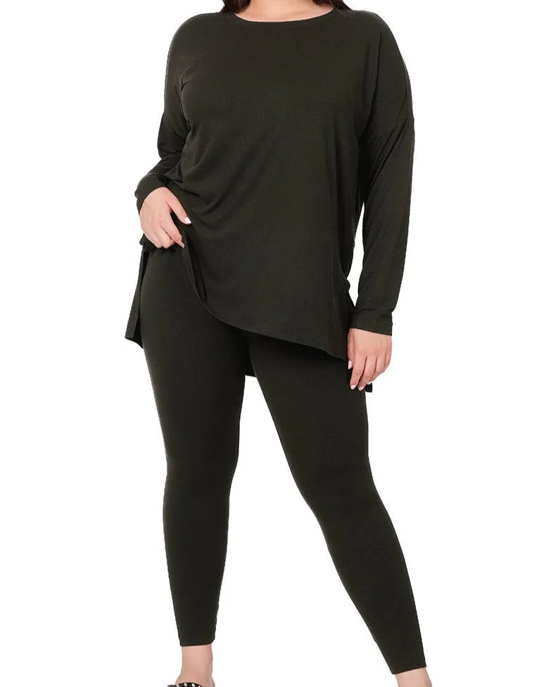 Plus Buttery Soft 2 Piece Long Sleeve Lounge Wear Set