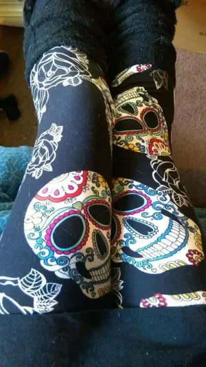 Plus Size Enlarged Sugarskulls w/White Roses