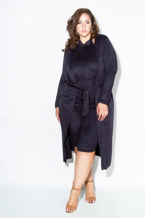 Plus Size Suede Robe Matching Sets