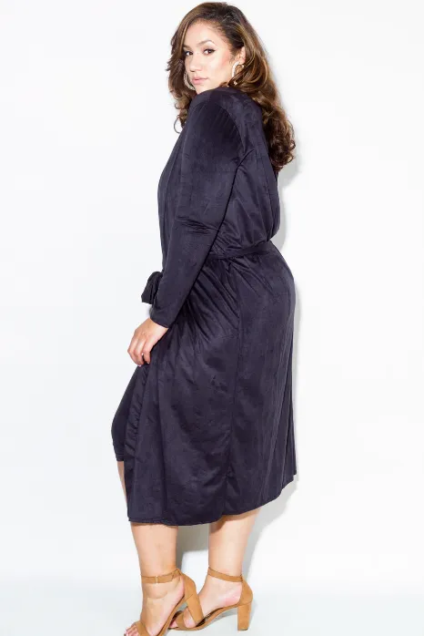 Plus Size Suede Robe Matching Sets