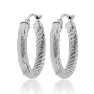 Polished 3.0mm Twist Tube Hoop Earrings