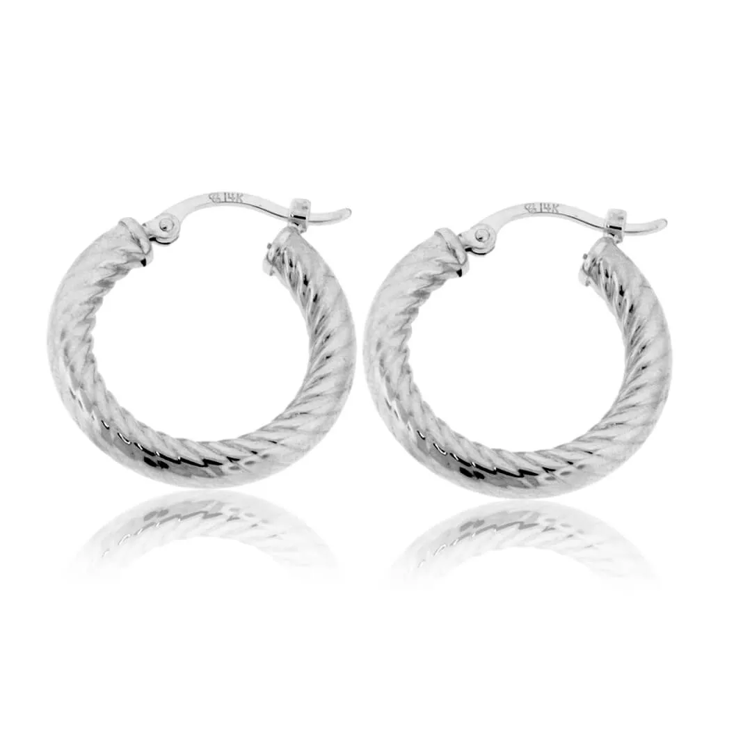 Polished 3.0mm Twist Tube Hoop Earrings