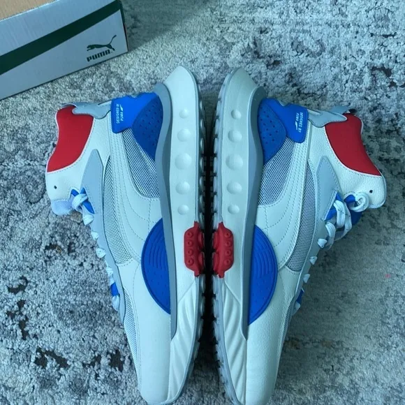 Puma Wild Rider Mid Ivory Glow &amp; Future Blue Sneakers Men’s Size 9.5