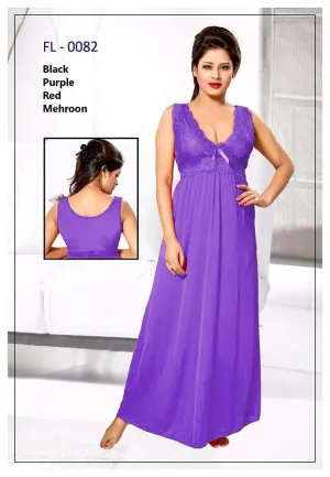 Purple Stylish FL-0082 - Flourish Exclusive Bridal Nighty Set Collection-OFF