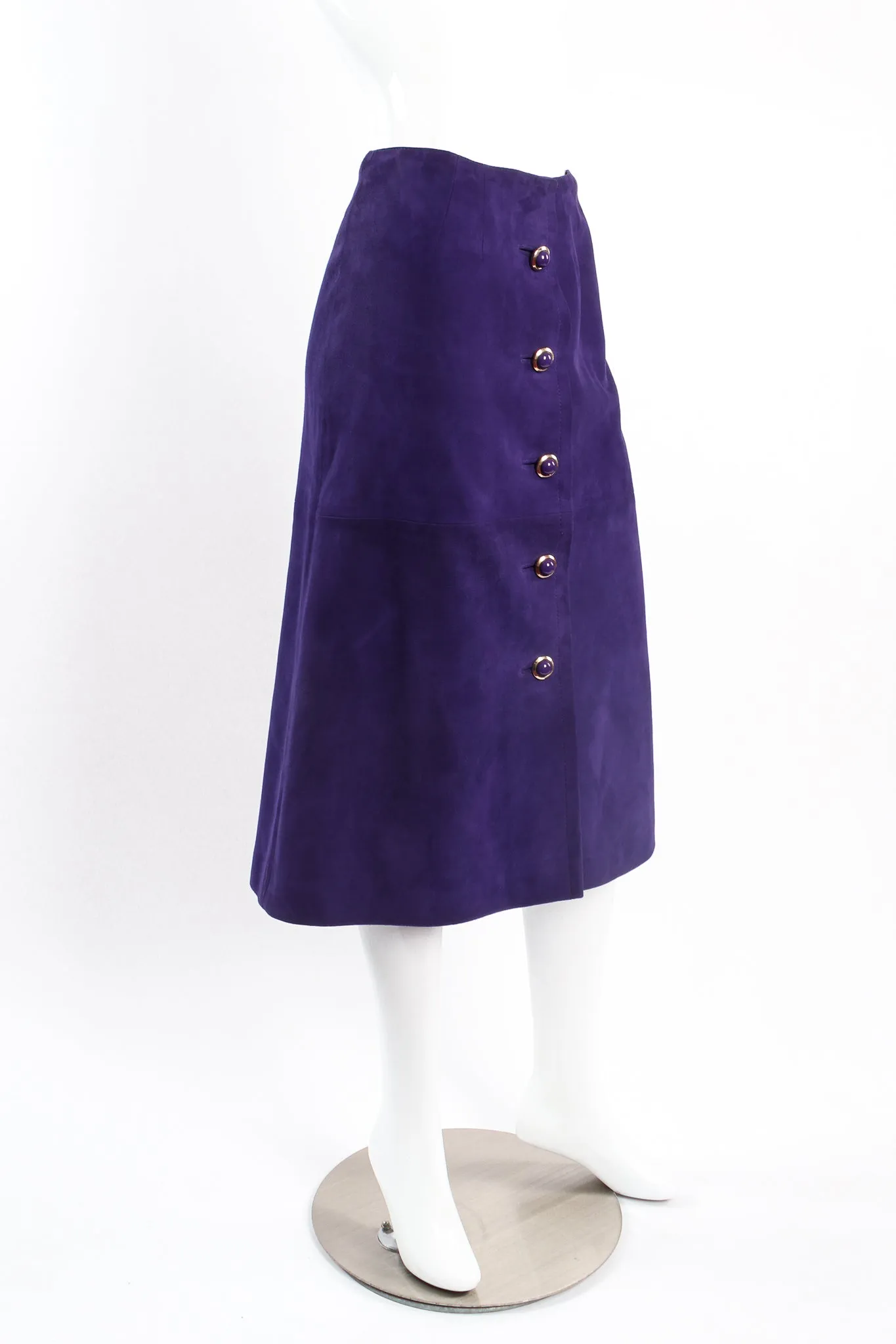 Royal Suede Button Skirt