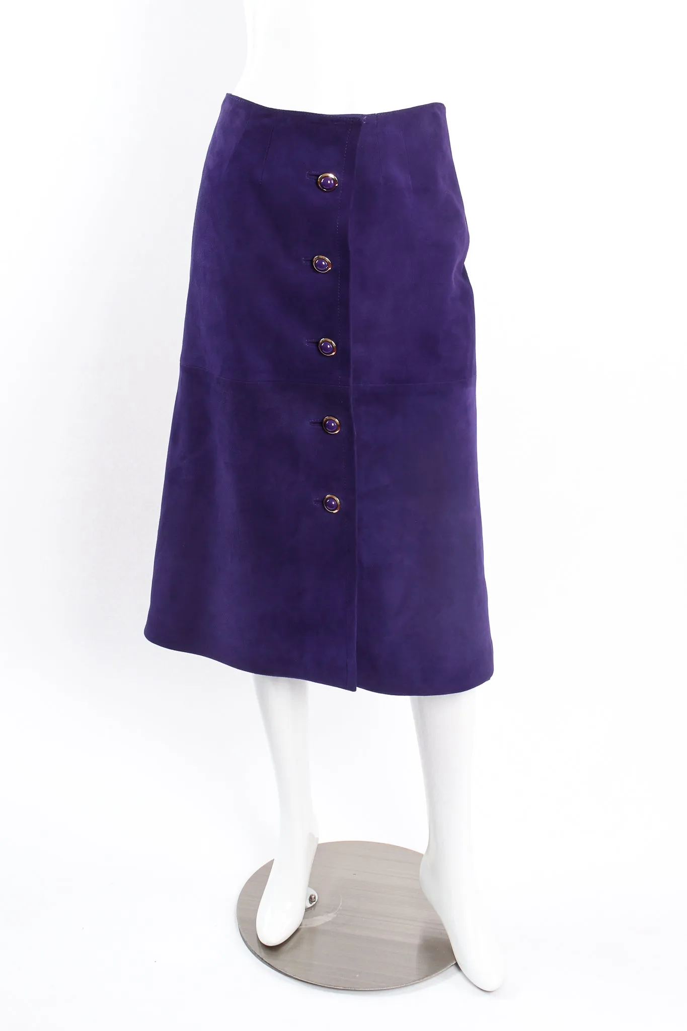 Royal Suede Button Skirt