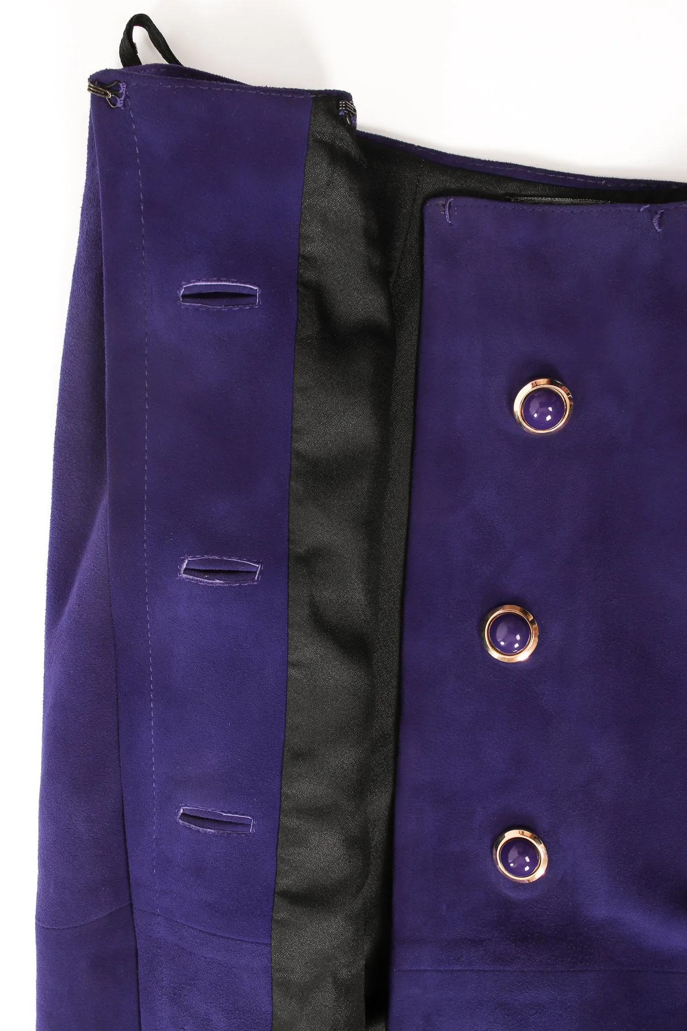 Royal Suede Button Skirt