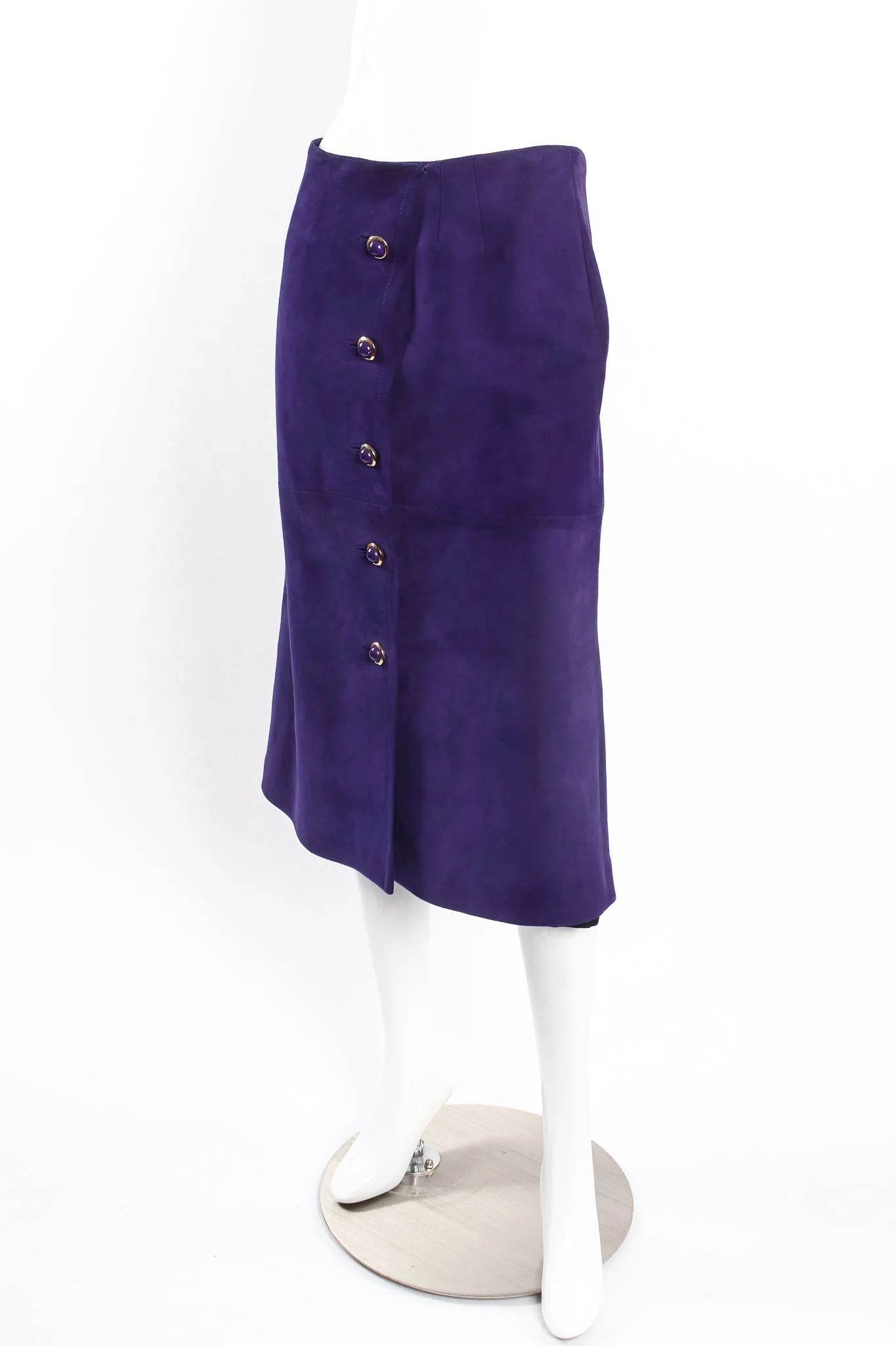 Royal Suede Button Skirt