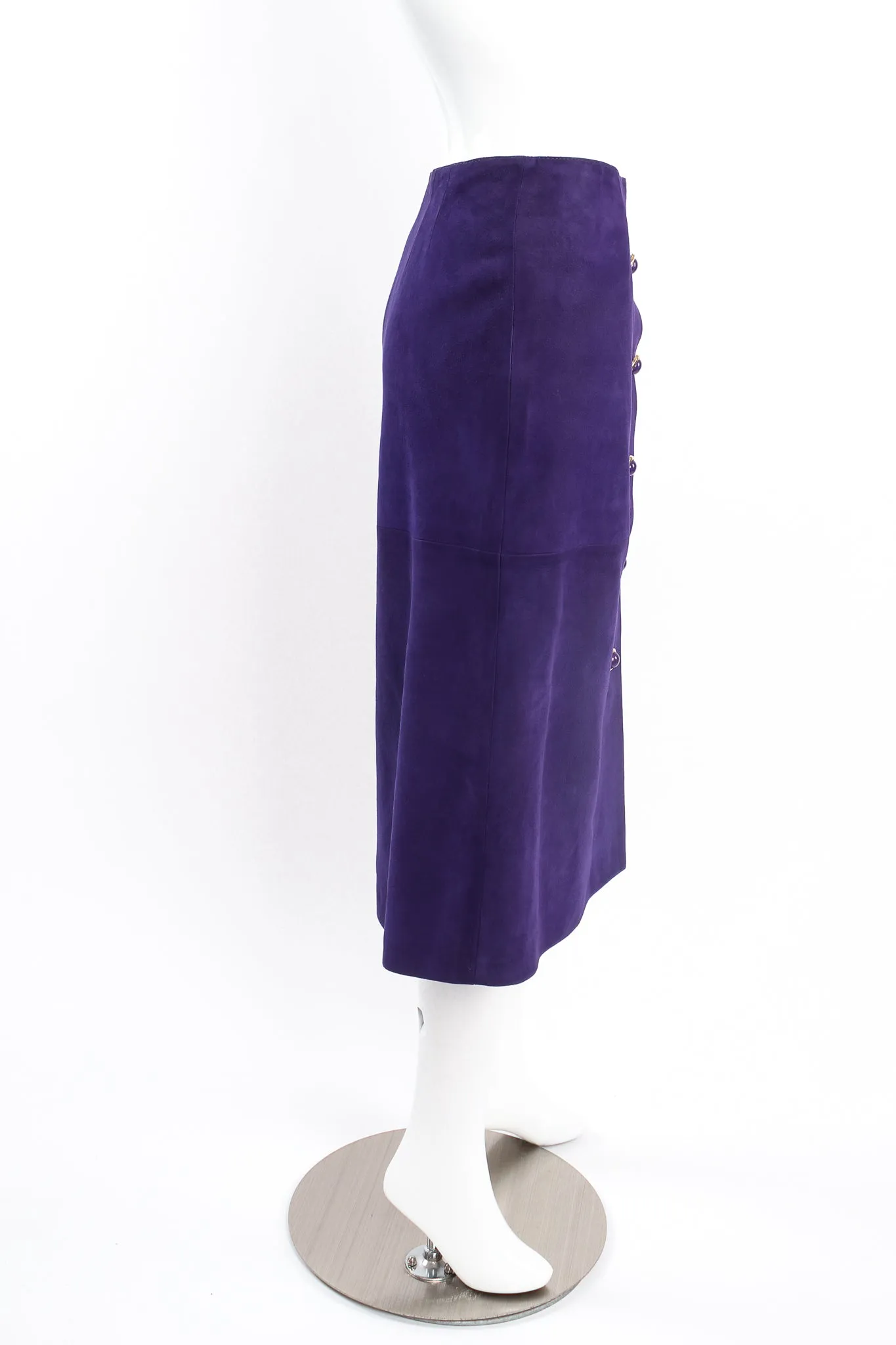 Royal Suede Button Skirt