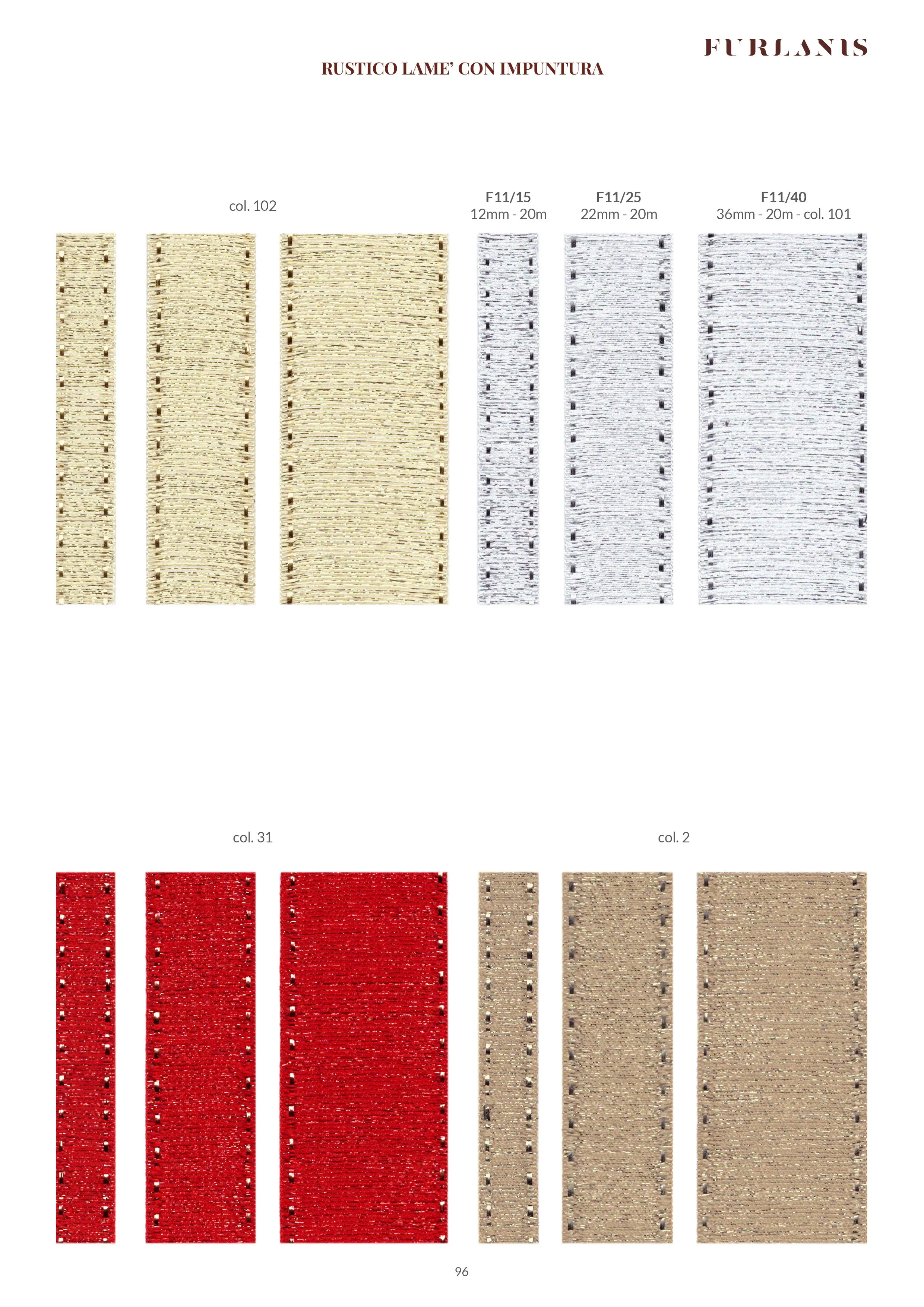 Rustico Lurex con Impuntura Rosso 40 mm